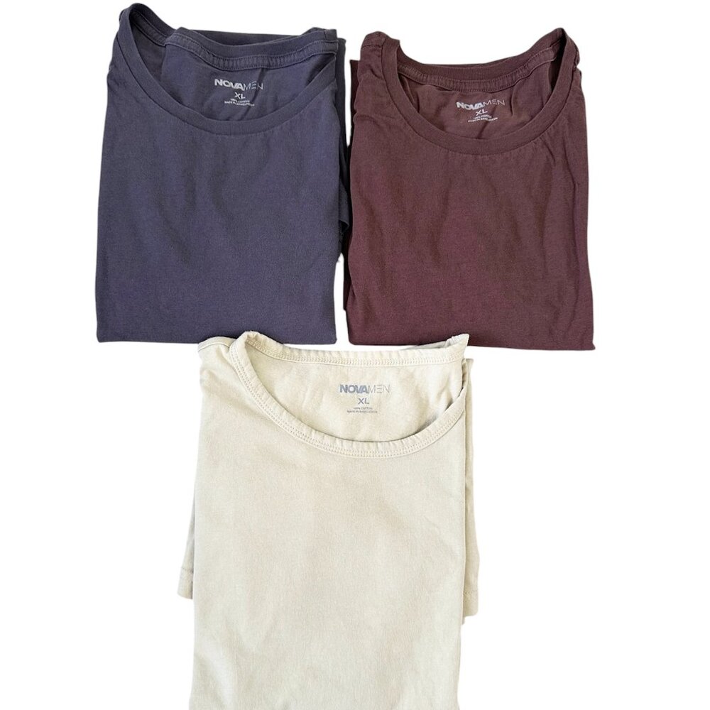 Fashion Nova NovaMen TShirt Size XL Tan/Brown/Charcol Bundle of 3 Short Sleeves